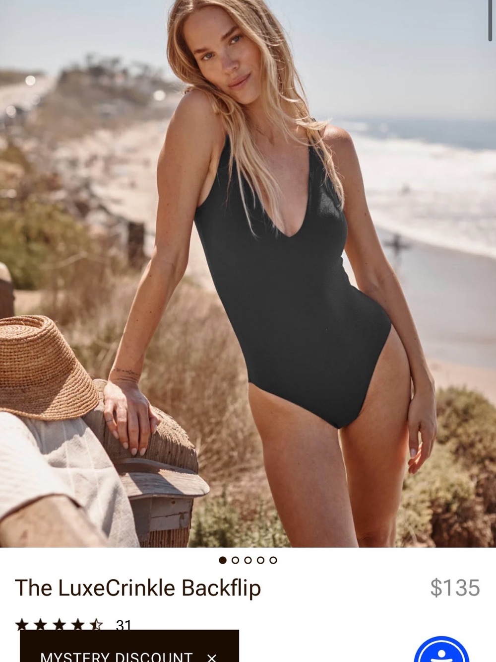 Summersalt The Luxe Crinkle Backflip Nero One Piece Swimsuit